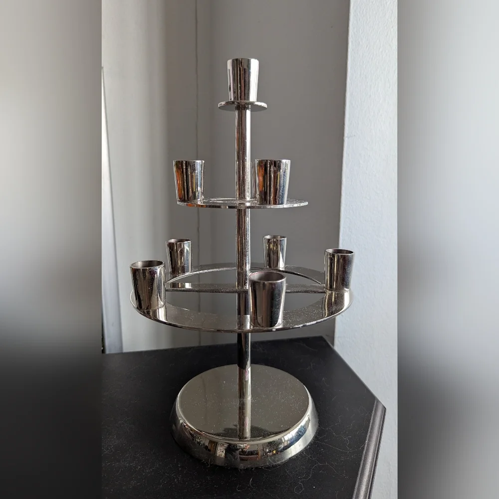 Elegant Crate and Barrel Candelabra Chrome/Nickel Table Centerpiece - Used Once.